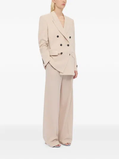 Msgm Wide Leg Trousers In Beige Cotton In Neutral