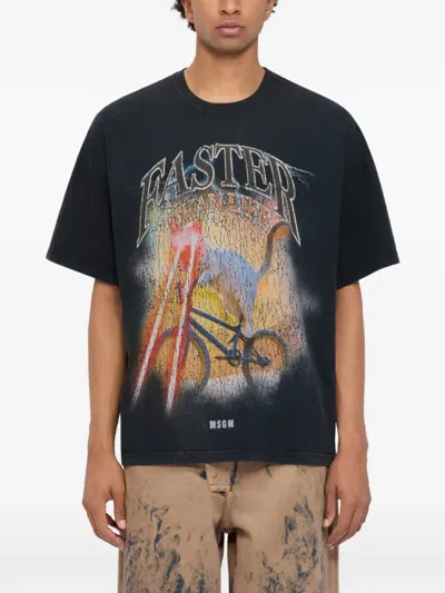 Msgm Graphic-print T-shirt In Black