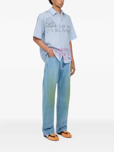 Msgm Pantalone In Cotone Con Doppio Elastico In Blue