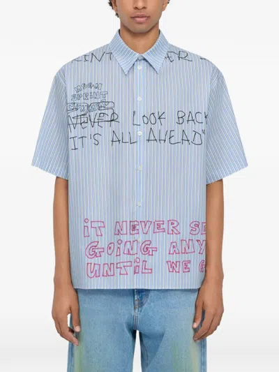 Msgm Pantalone In Cotone Con Doppio Elastico In Blue