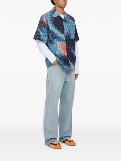Msgm Point-effect Pocket Shirt In Blue