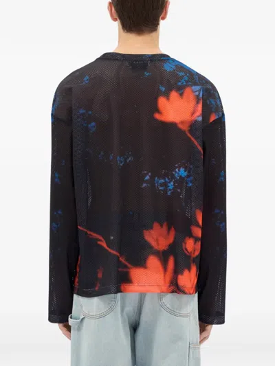 Msgm Floral T-shirt In Black