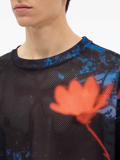 Msgm Floral T-shirt In Black