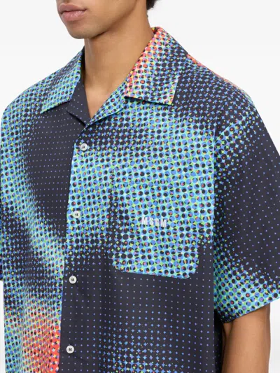 Msgm Point-effect Pocket Shirt In Blue