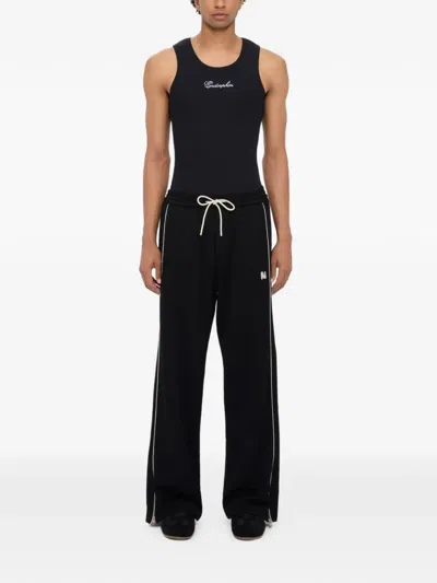 Msgm Mwave-embroidery Track Pants In Black
