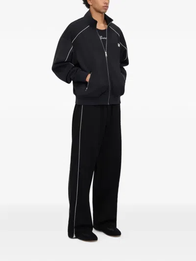 Msgm Mwave-embroidery Track Pants In Black