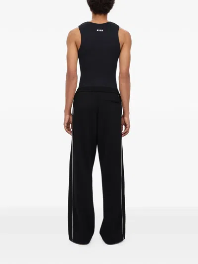 Msgm Mwave-embroidery Track Pants In Black