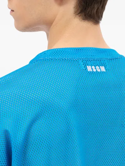 Msgm Long-sleeve Printed T-shirt In Blue