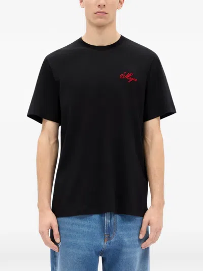Msgm Detail-embroidery T-shirt In Black