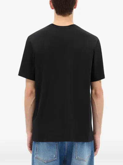 Msgm Detail-embroidery T-shirt In Black