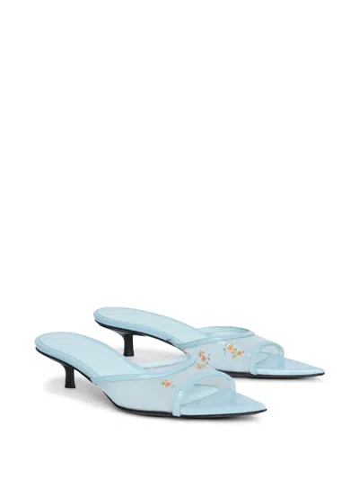 Msgm Floral-print Sandals In Blue