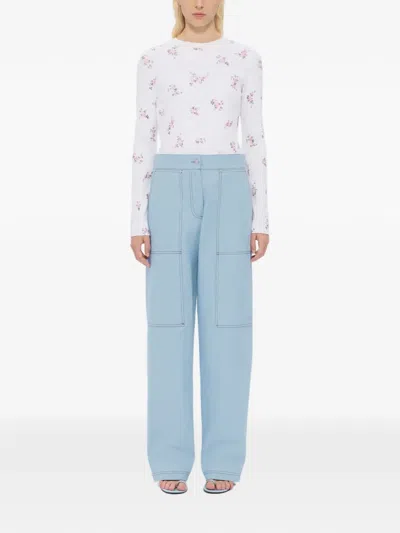 Msgm Logo-embroidered Jeans In Blue