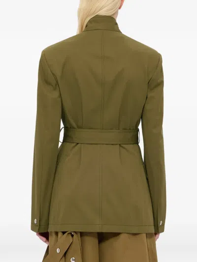 Msgm Buttoned Belted Jacket In Green