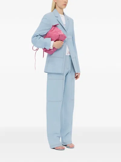 Msgm Logo-embroidered Jeans In Blue