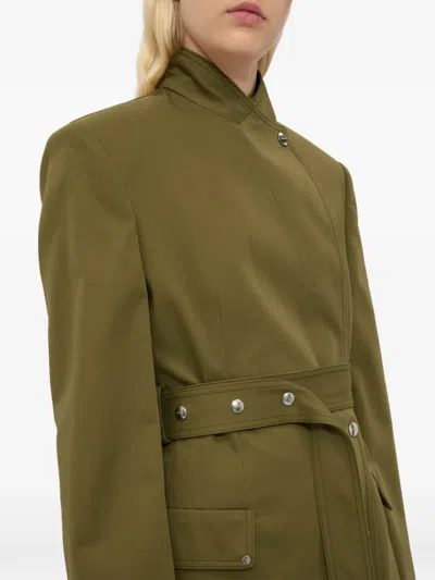 Msgm Buttoned Belted Jacket In Green
