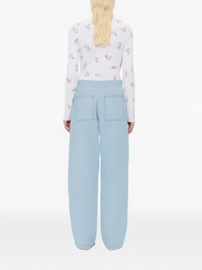Msgm Logo-embroidered Jeans In Blue