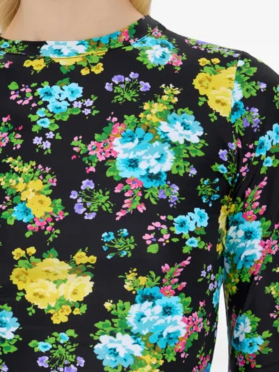Msgm Floral-detail Long-sleeve Top In Multi