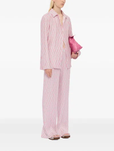 Msgm Patterned Pleated Shirt In Pink