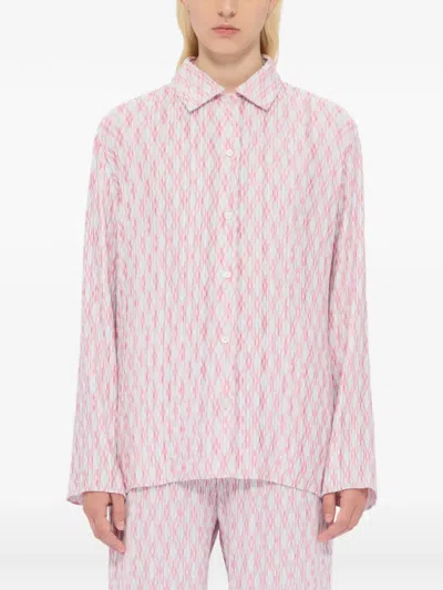 Msgm Patterned Pleated Shirt In Pink