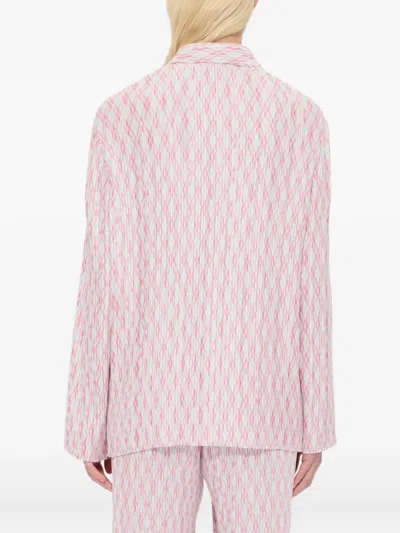 Msgm Patterned Pleated Shirt In Pink