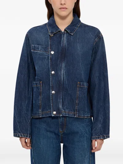 Msgm Patch-pocket Denim Jacket In Blue