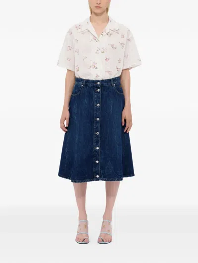 Msgm A-line Midi Skirt In Blue