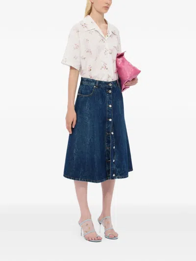 Msgm A-line Midi Skirt In Blue