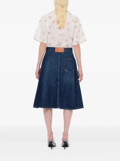Msgm A-line Midi Skirt In Blue