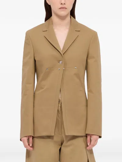 Msgm Button-fastening Blazer In Brown