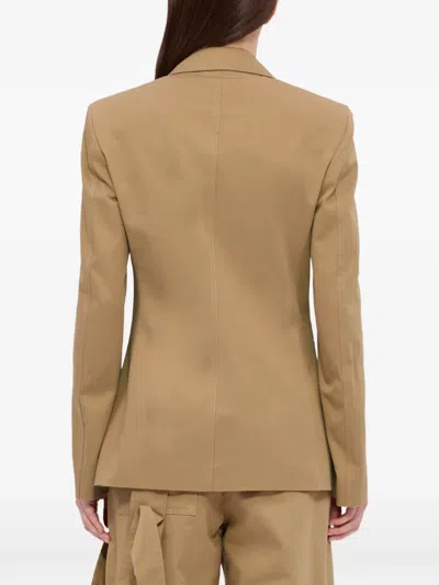 Msgm Button-fastening Blazer In Brown