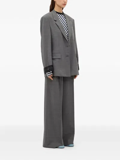 Msgm Logo-print Trousers In Gray