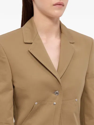 Msgm Button-fastening Blazer In Brown