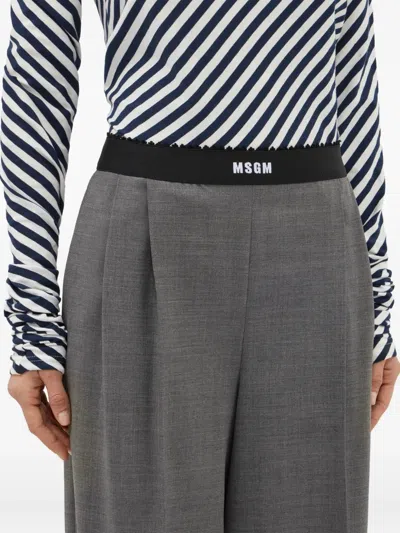 Msgm Logo-print Trousers In Gray