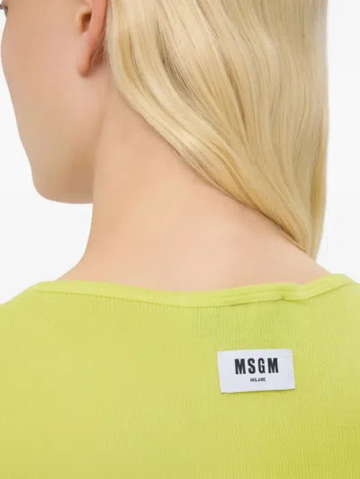 Msgm Logo-patch T-shirt In Green