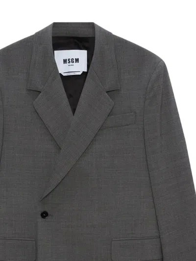 Msgm Double-breasted Blazer In Gray