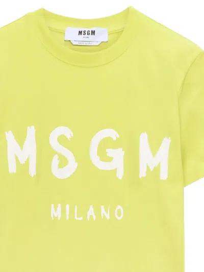 Msgm Logo-print T-shirt In Yellow