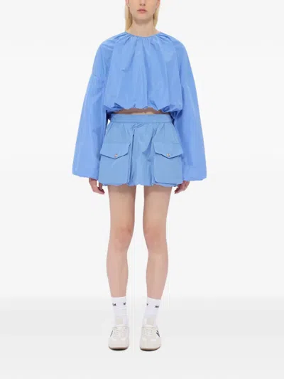 Msgm Flap-pocket Mini Skirt In Blue