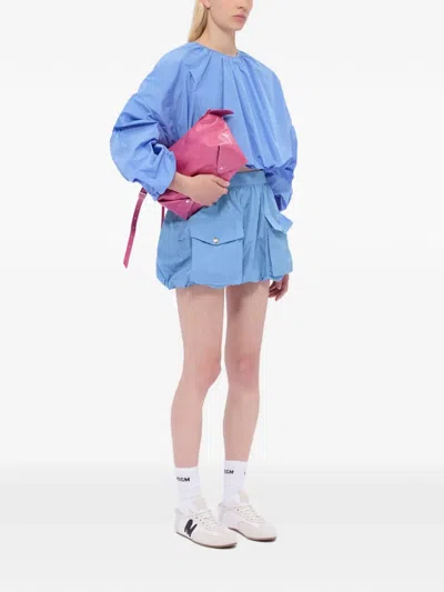 Msgm Flap-pocket Mini Skirt In Blue