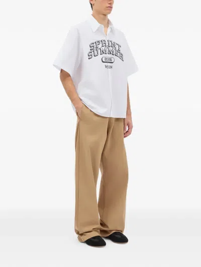 Msgm Elasticated-waist Trousers In Brown