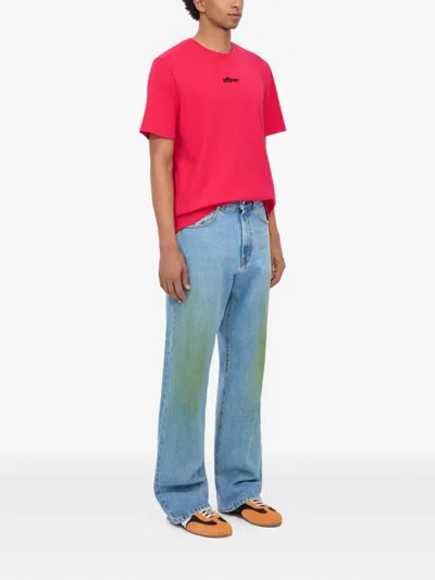 Msgm Embroidered-logo T-shirt In Pink