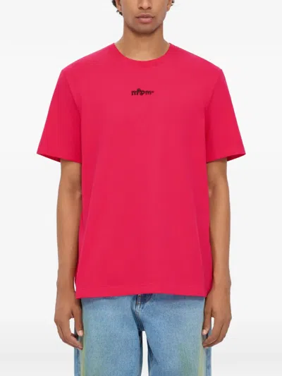 Msgm Embroidered-logo T-shirt In Pink