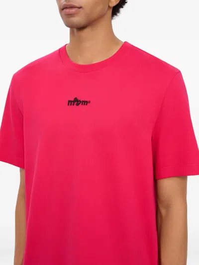 Msgm Embroidered-logo T-shirt In Pink