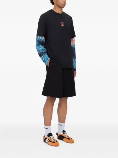 Msgm Drawstring Logo-detail Shorts In Black