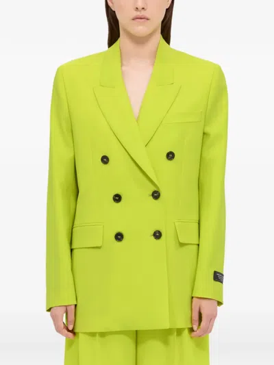 Msgm Buttoned Double-breasted Blazer In Yellow