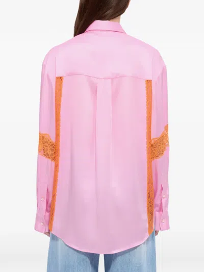 Msgm Lace Panel Shirt In Pink