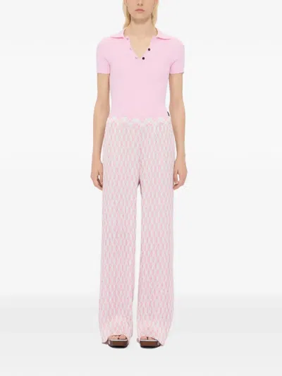 Msgm Pleated Checked Trousers In Pink
