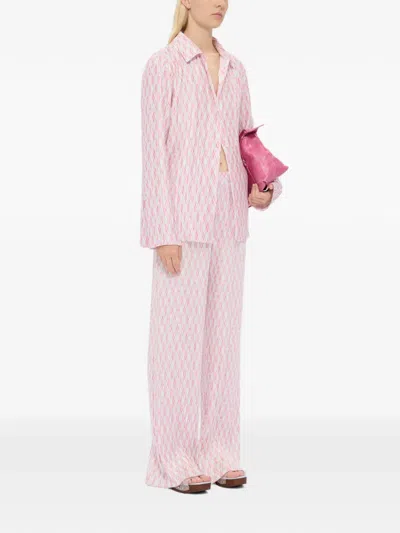 Msgm Pleated Checked Trousers In Pink