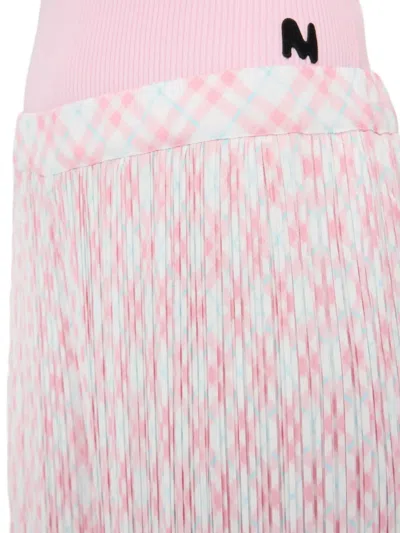 Msgm Pleated Checked Trousers In Pink