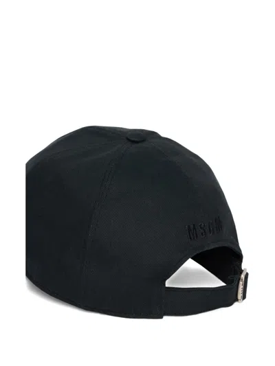 Msgm Embroidery Cap In Black