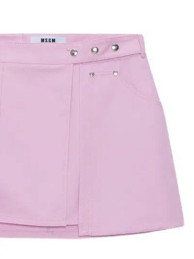 Msgm Button Trim Mini Skirt In Pink